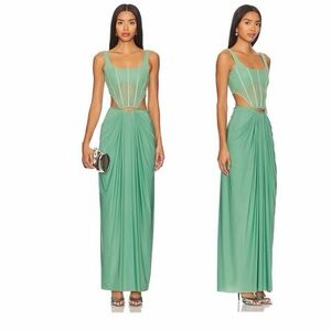 Chic Backless Green Maxi Dress